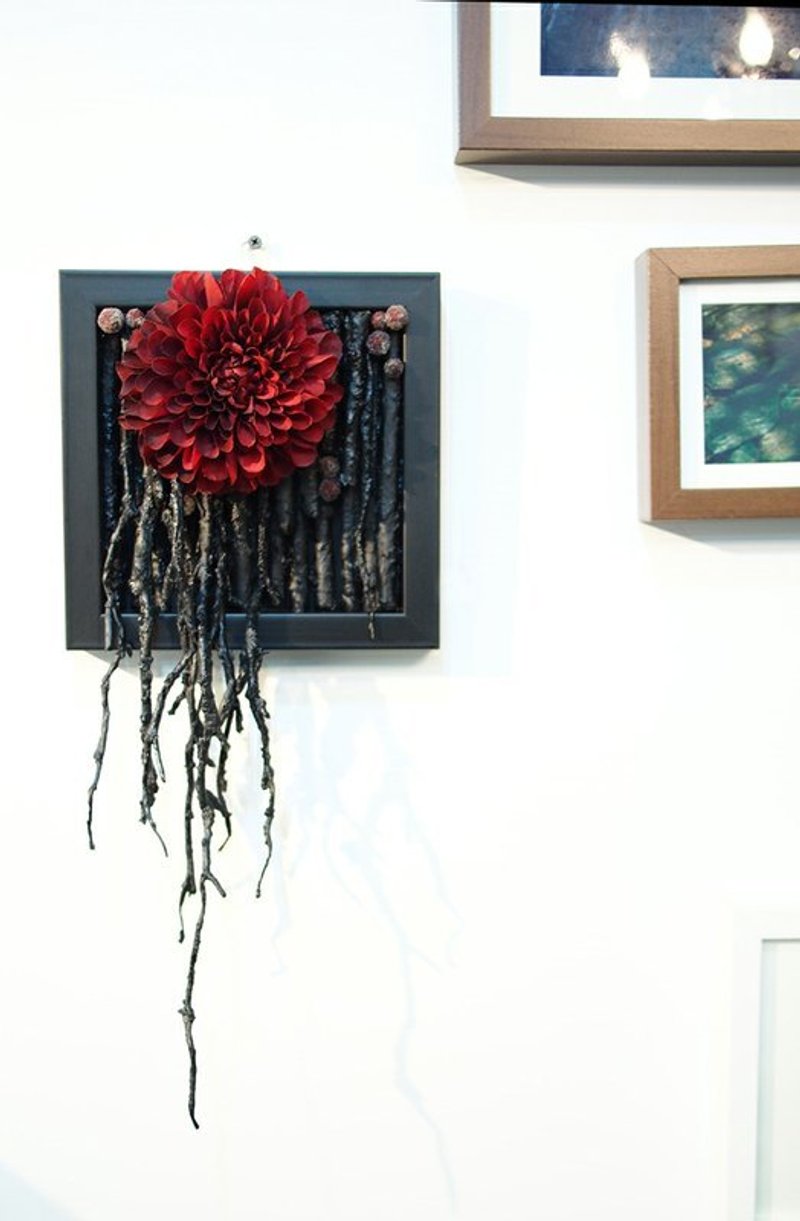 【人造花框饰】红大理花框饰 - 植栽/盆栽 - 其他材质 红色