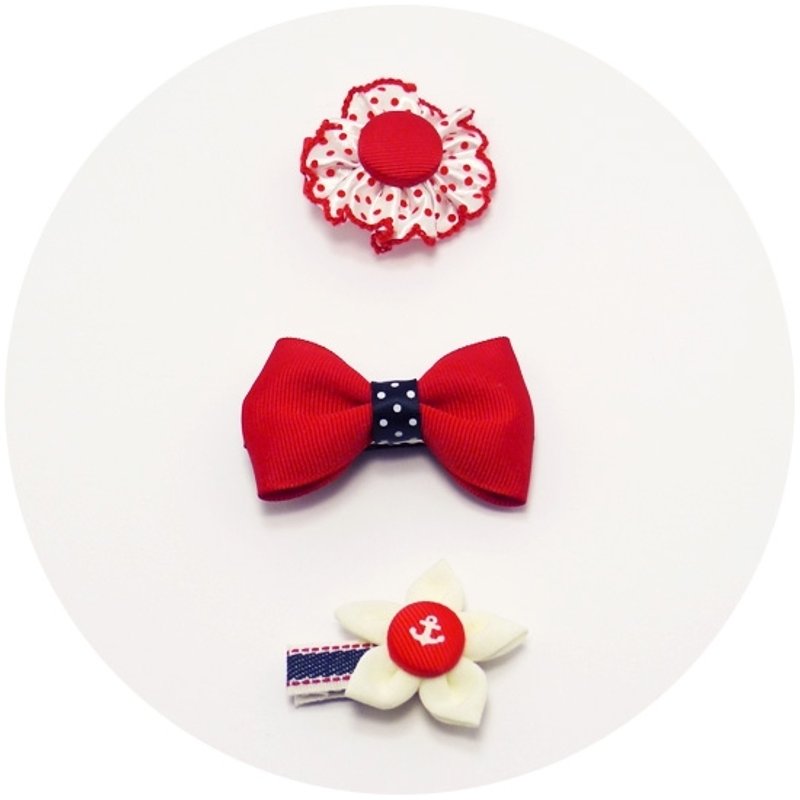 时尚宝宝多用途发夹 (3支一组) - 围嘴/口水巾 - 其他材质 红色