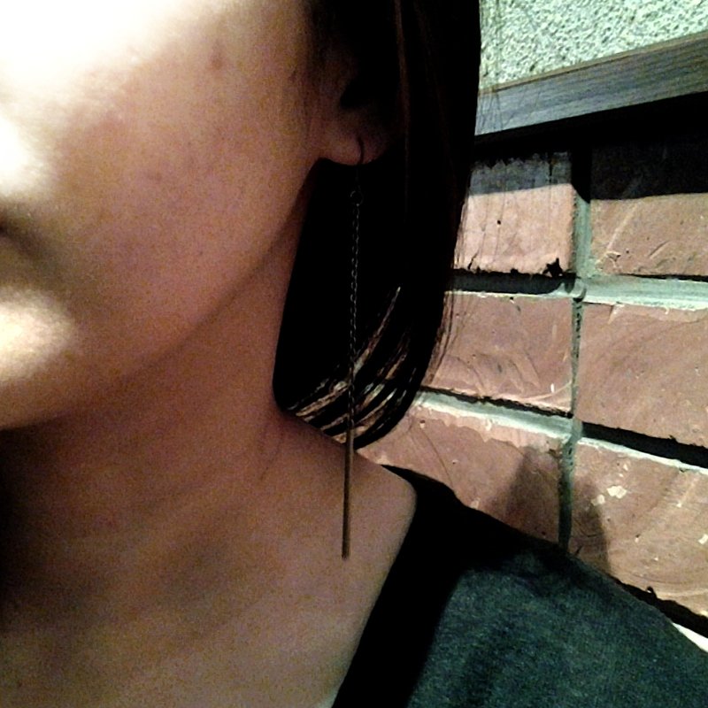 EF长耳环系列NO.2黄铜细管耳环 - 耳环/耳夹 - 其他金属 金色