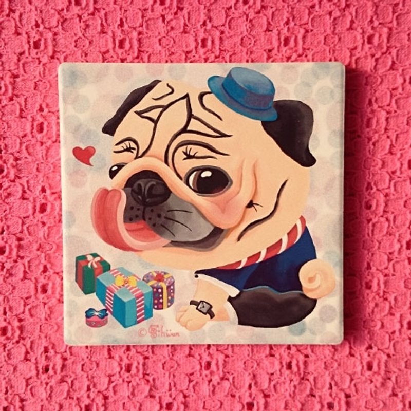 陶瓷吸水杯垫-The Best Gift 男孩版 - 杯垫 - 陶 白色