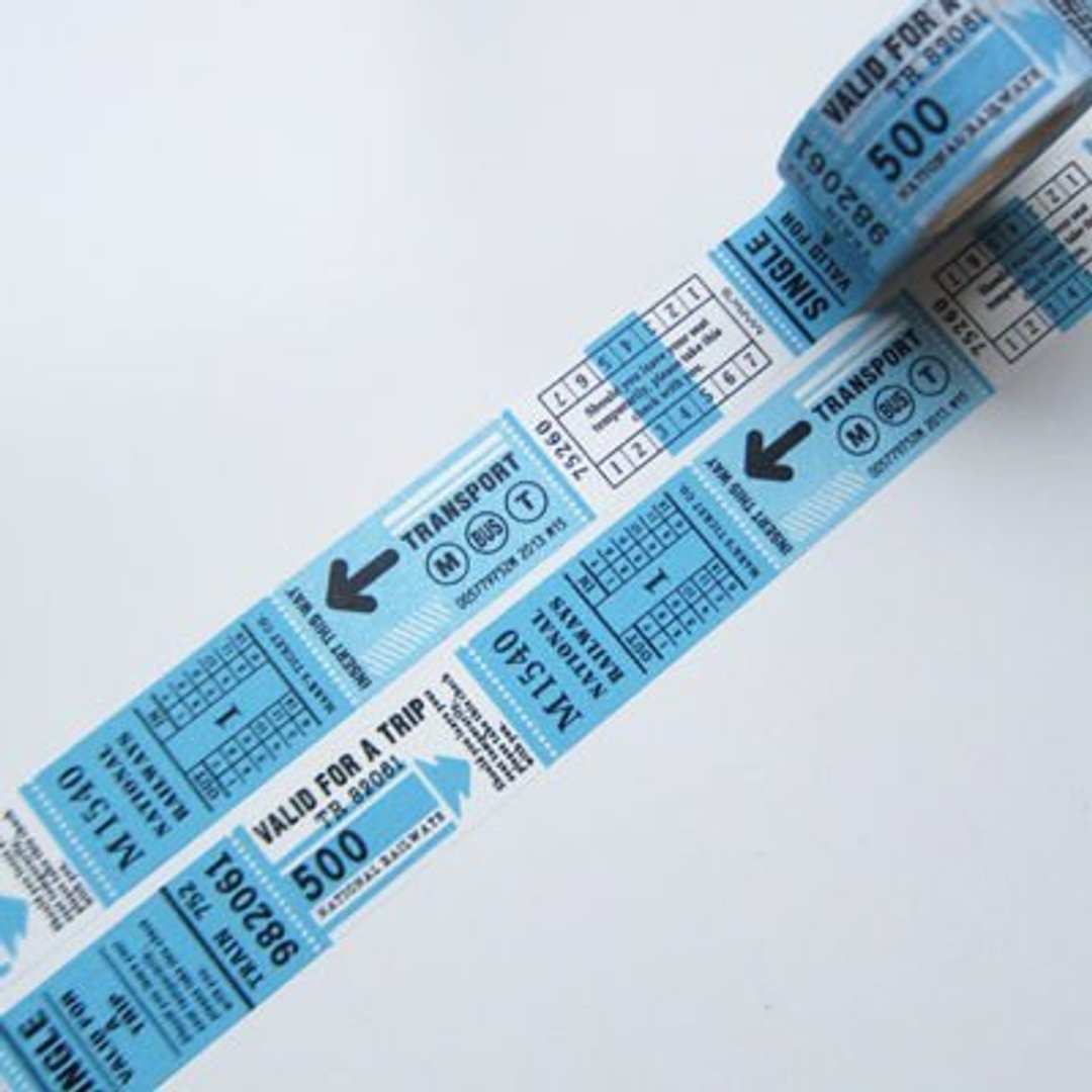 Marks Masking Tape MT和纸胶带 旅行票券-蓝 (TR-MKT1-BL) - 纸胶带 - 纸 蓝色