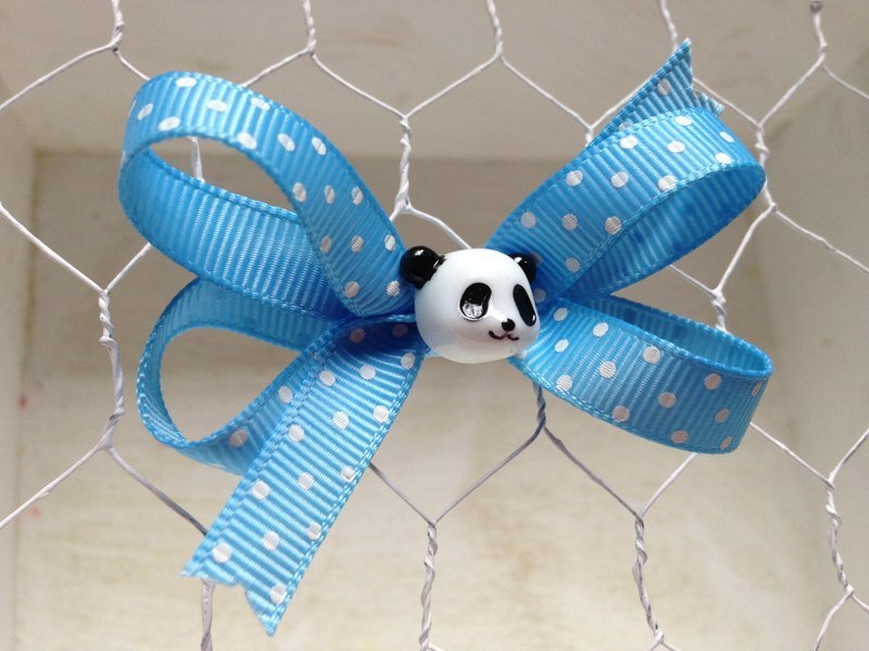 【051516】熊猫小四耳蝴蝶结   发夹/发束/发带 - 发饰 - 其他材质 蓝色
