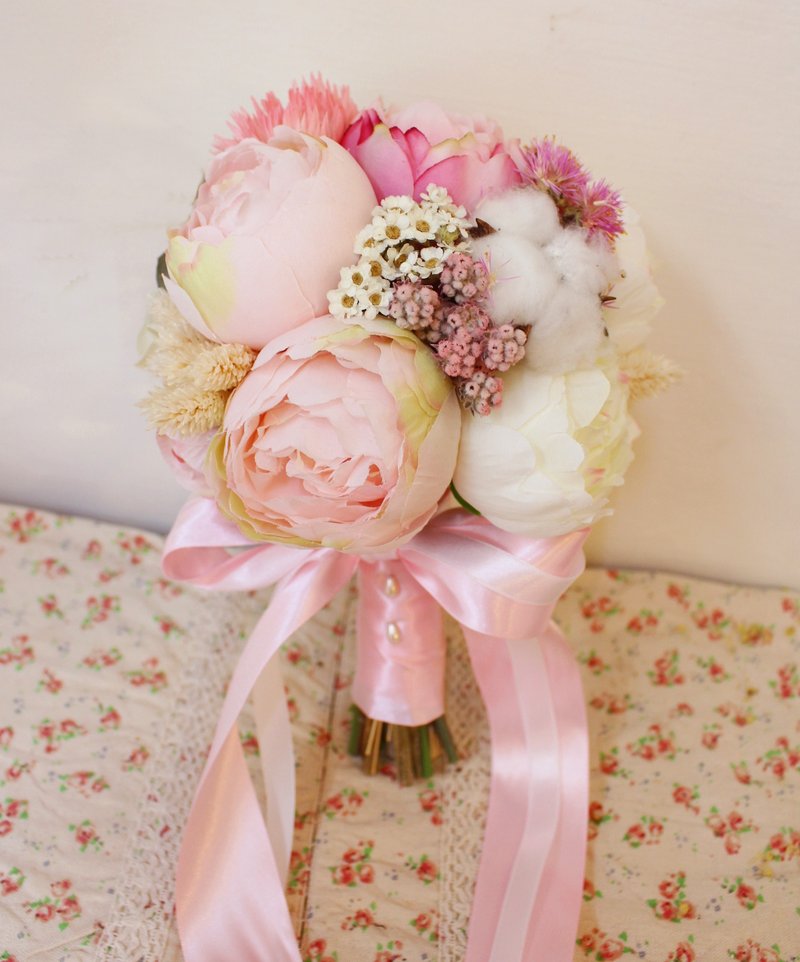 Flover芙拉设计 “粉红香颂”干燥/人造捧花 干燥花 新娘捧花 外拍 - 植栽/盆栽 - 其他材质 