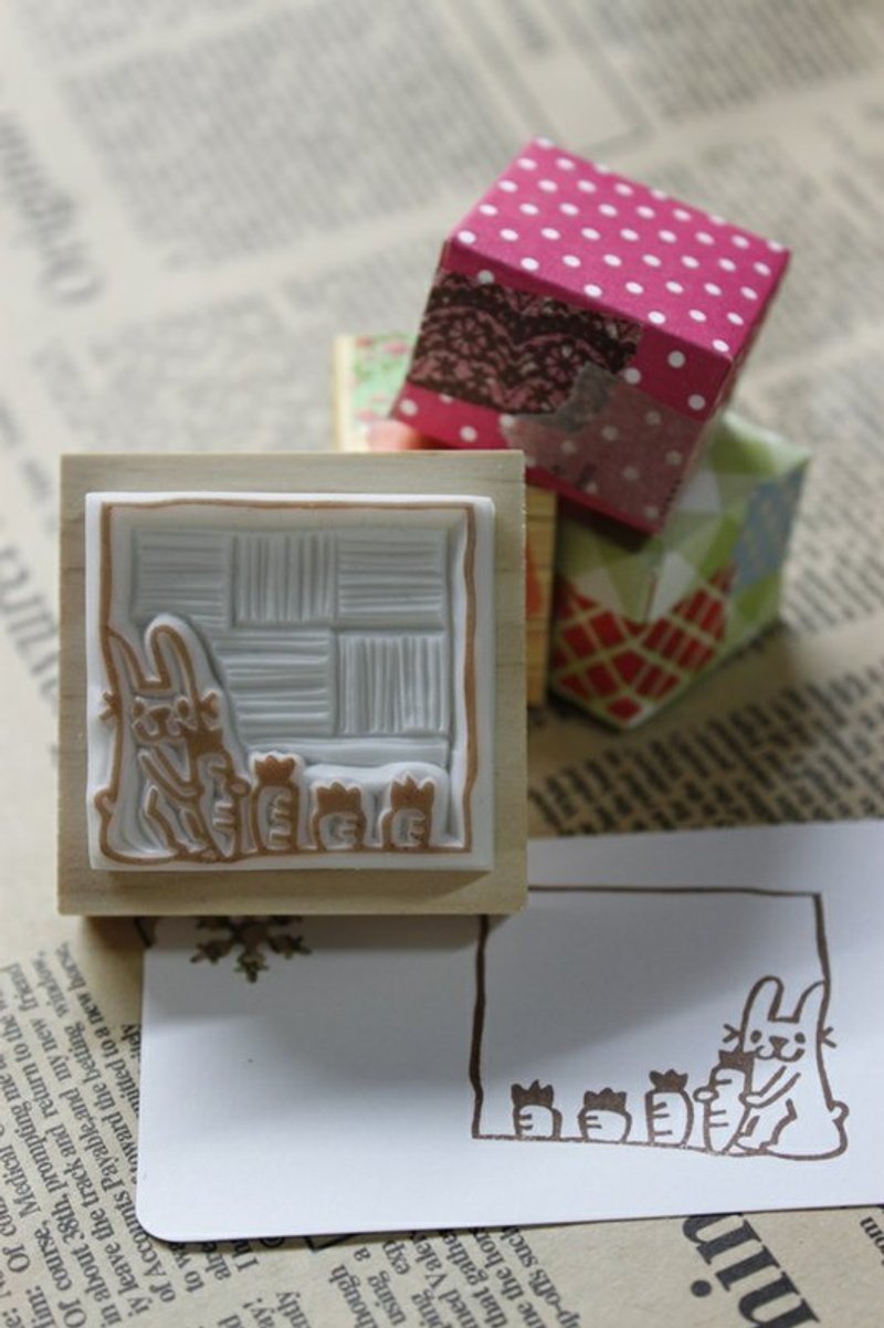 手刻印章 / 兔子萝卜MEMO章 - 其他 - 塑料 白色