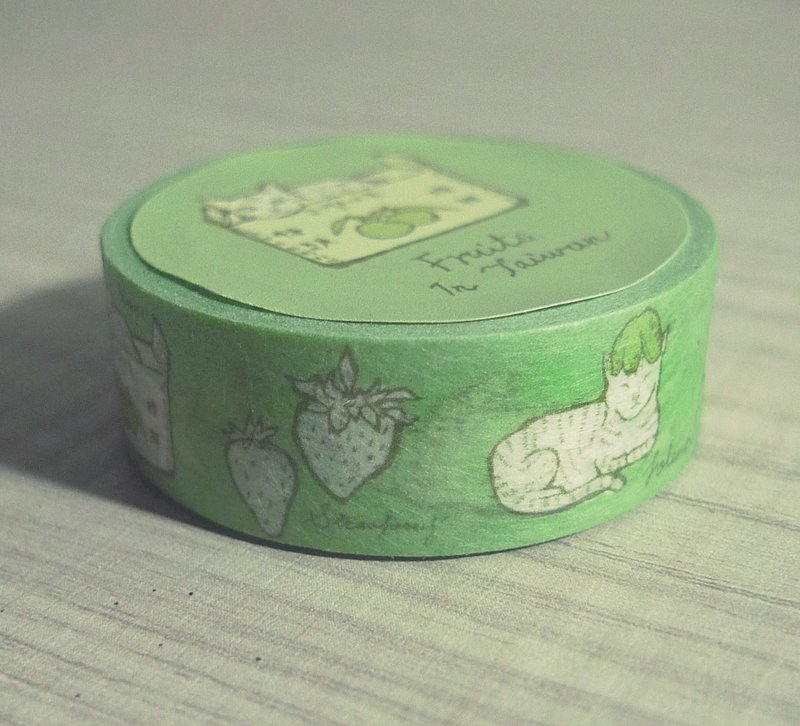 台湾特产水果 x 猫咪 MUCITYS纸胶带 - 纸胶带 - 纸 绿色