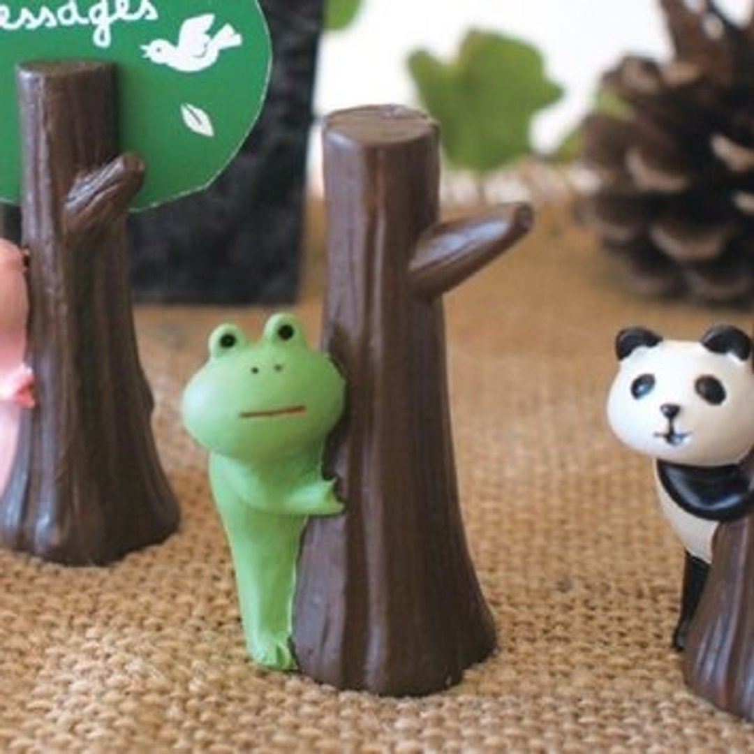 木阴のカードスタンド“カエル/FROG”疗愈系 小蛙儿抱树便条夹 - 贴纸 - 其他材质 绿色