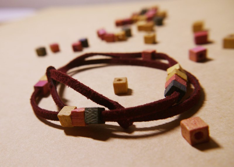 方块缤纷小木块手环*双圈 - 木工/竹艺/纸艺 - 木头 