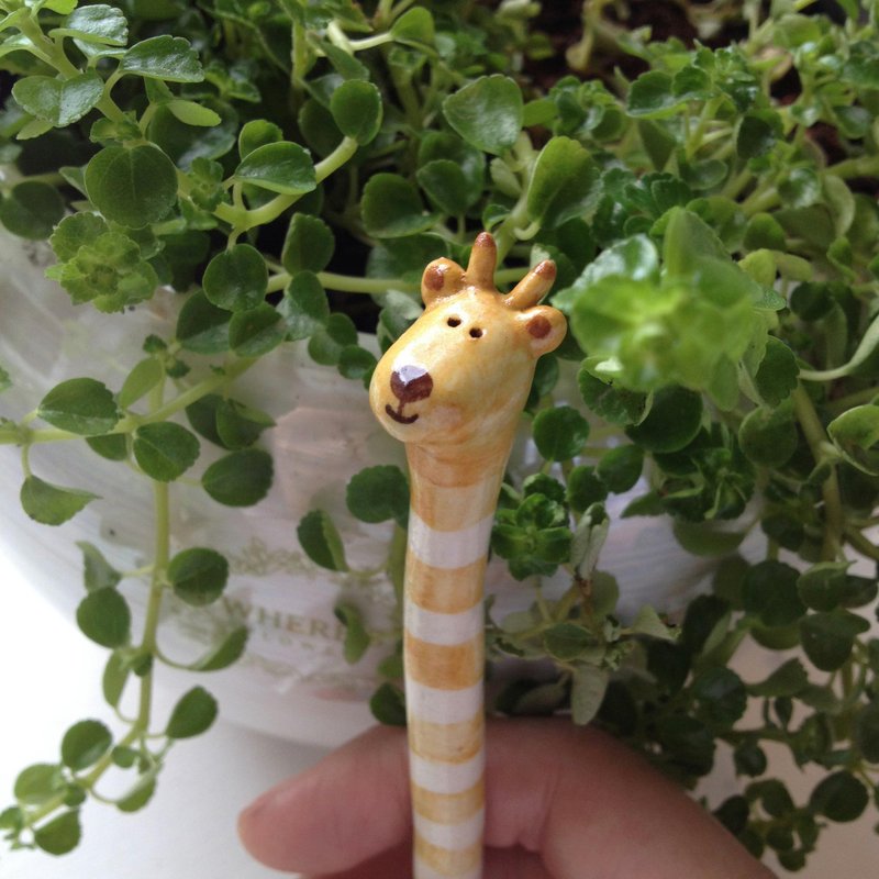 P714 限量手作搅拌棒鹿小杰 - 花瓶/陶器 - 其他材质 橘色