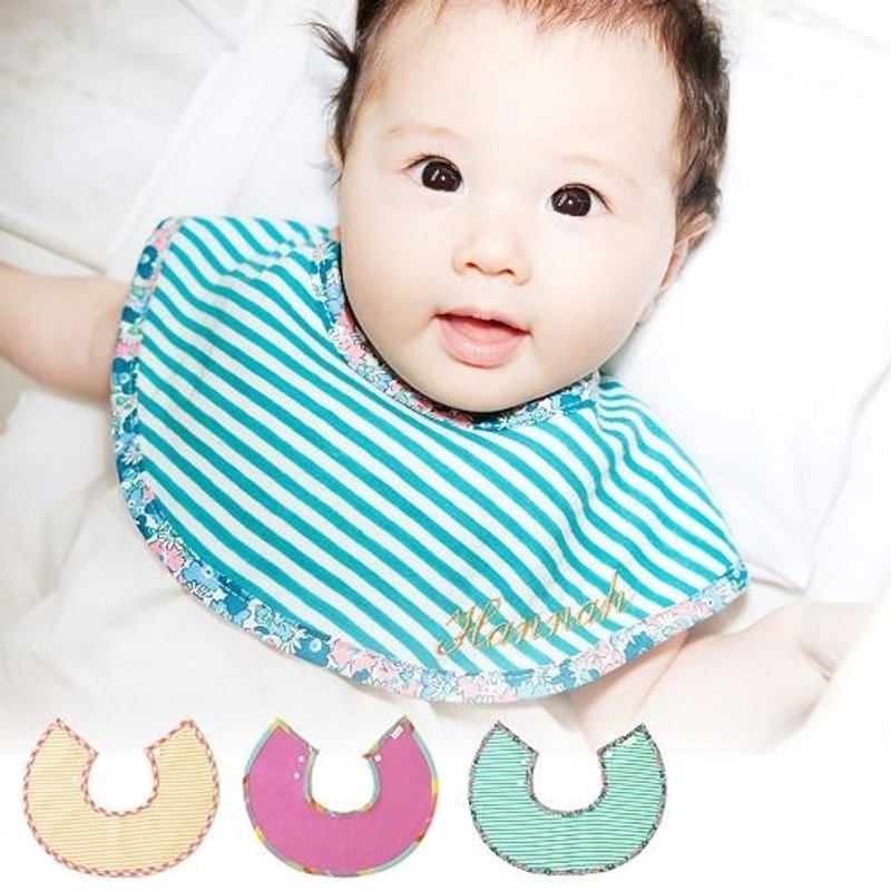 日本MARLMARL-Marche条纹围兜3入粉红礼盒组 - 围嘴/口水巾 - 其他材质 多色