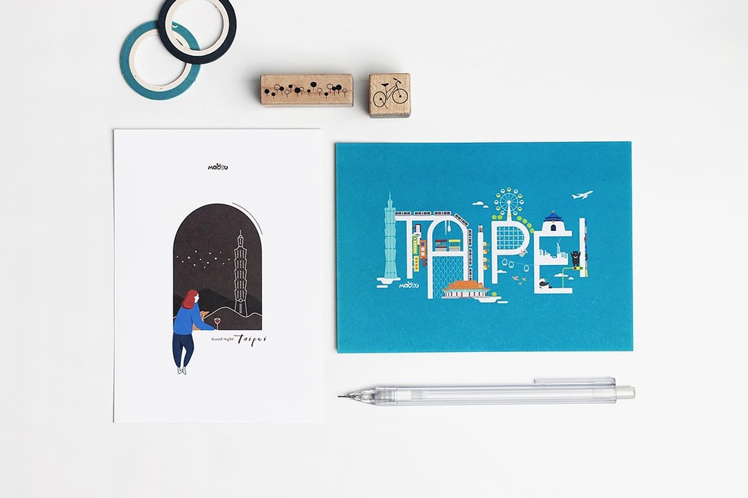 Maotu - Taipei 明信片 (2款) - 卡片/明信片 - 纸 白色