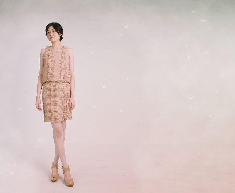 Aine 百摺上衣 - 女装背心 - 其他材质 橘色