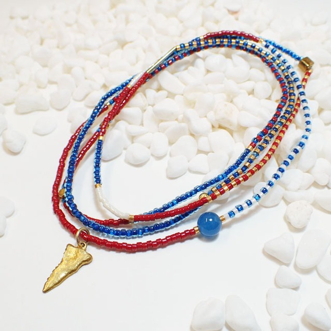 Beaded 3way necklace - 项链 - 其他材质 蓝色