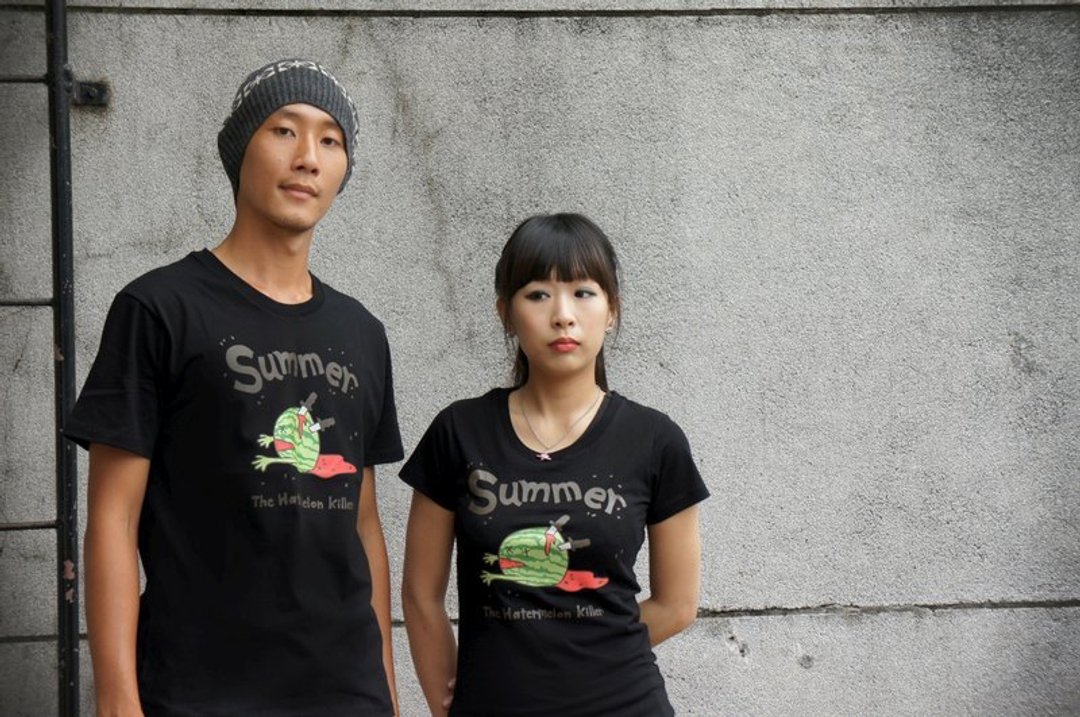 西瓜籽籽 Tshirt　女生黑色 - 女装 T 恤 - 棉 黑色
