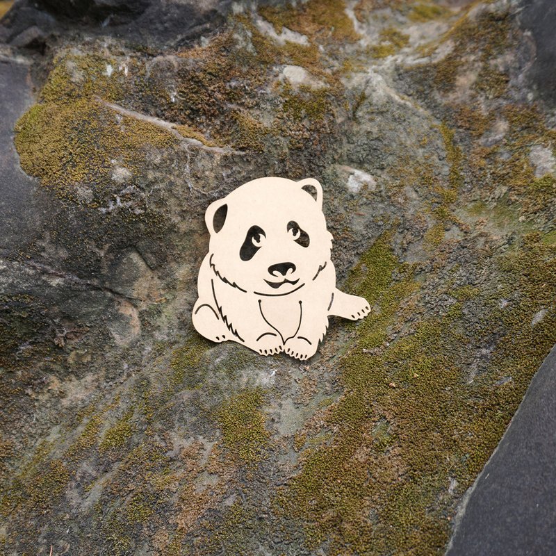 麦麦动物园-熊猫 大纸雕书签 | 可爱动物 疗愈小物 文具送礼 - 书签 - 纸 卡其色