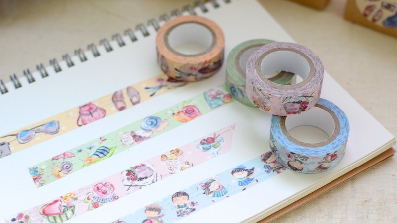 Ariselin Design 纸胶带-含运优惠四入组(4款组合套组) - 纸胶带 - 纸 多色