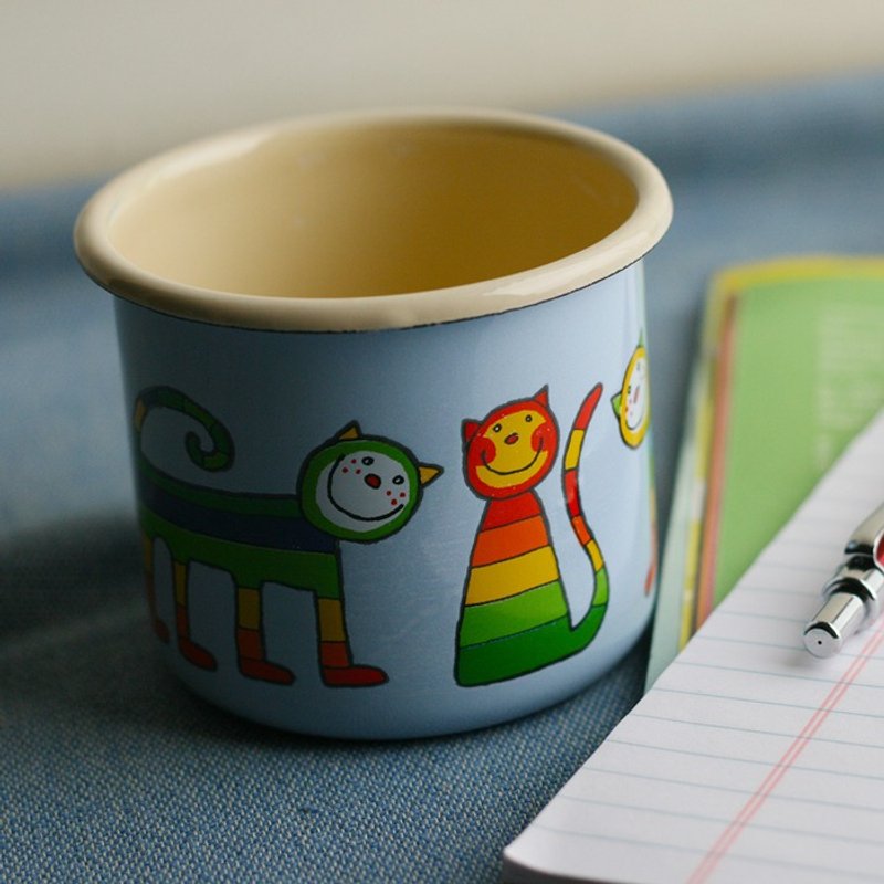 Smaltum布拉格 珐琅杯 害羞喵咪_天蓝(350ml)〈FDN000067〉 - 咖啡杯/马克杯 - 珐琅 蓝色