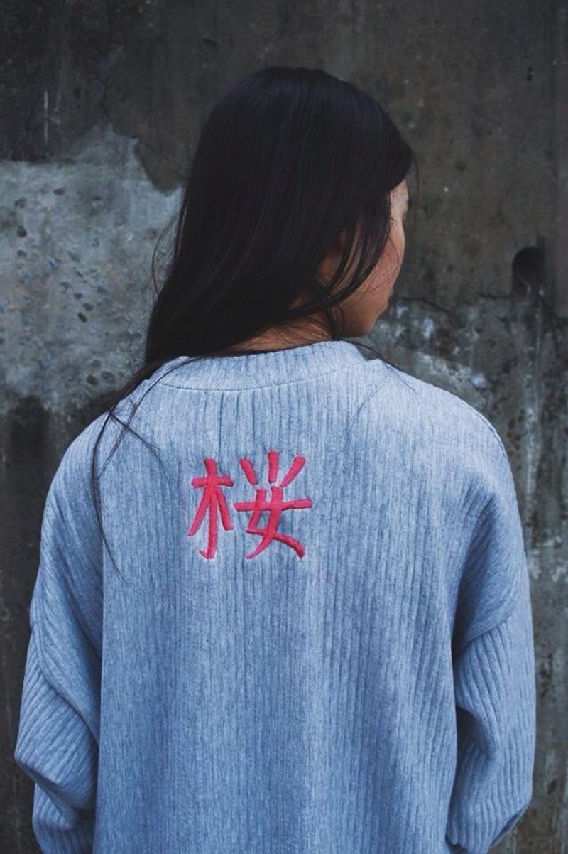 光桜连身裙(灰) - 女装上衣 - 棉．麻 银色