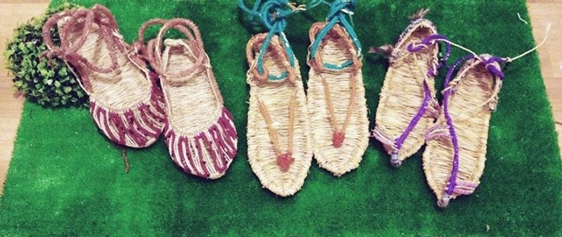 【endorphin】踏青郊游野餐去夏日草编凉鞋 - 男女凉鞋 - 其他材质 橘色