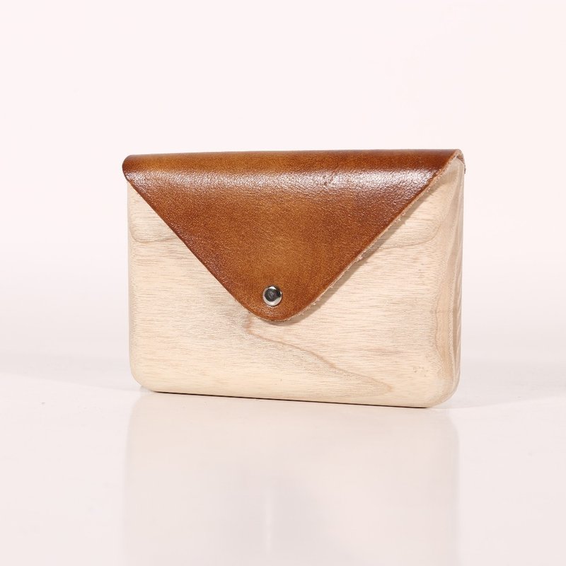 手造木制名片盒 / 皮木袋(土黄色) / 卡片盒 - 其他 - 木头 卡其色