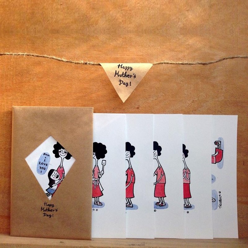 母亲节明信片 - 我爱妈妈系列套组 - 卡片/明信片 - 纸 红色