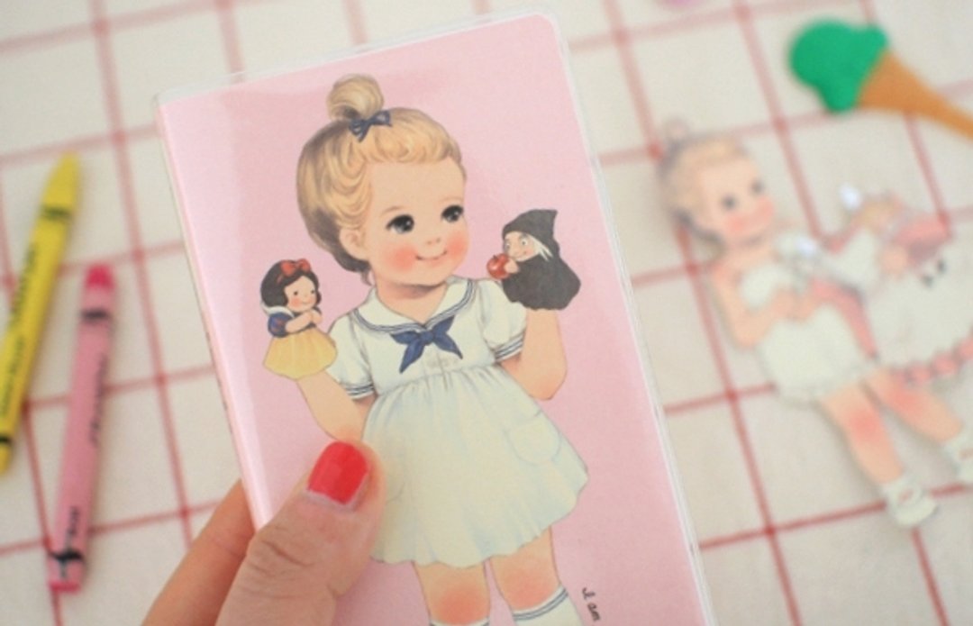 韩国【Afrocat】paper doll mate pocketbook.2〈Julie〉随身笔记本 可爱 手作 创意 - 笔记本/手帐 - 纸 粉红色