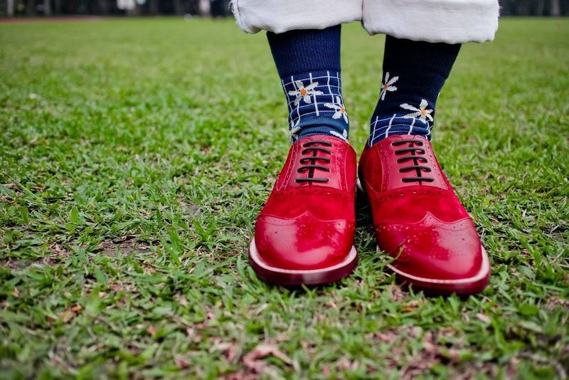 城市少女 伦敦享漫步 - 全牛革手工雕花牛津鞋 - 酒红色玫瑰 - 女款牛津鞋/乐福鞋 - 真皮 红色