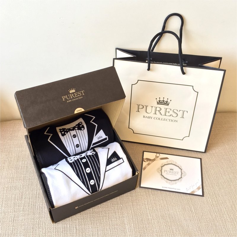 PUREST 西装小绅士 长袖 宝宝弥月礼盒组 婴儿 新生儿 送礼推荐 - 满月礼盒 - 棉．麻 