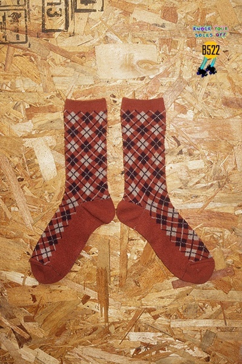 粉橘菱格针织袜!!夏漪眺=knock your socks off !! - 袜子 - 其他材质 粉红色