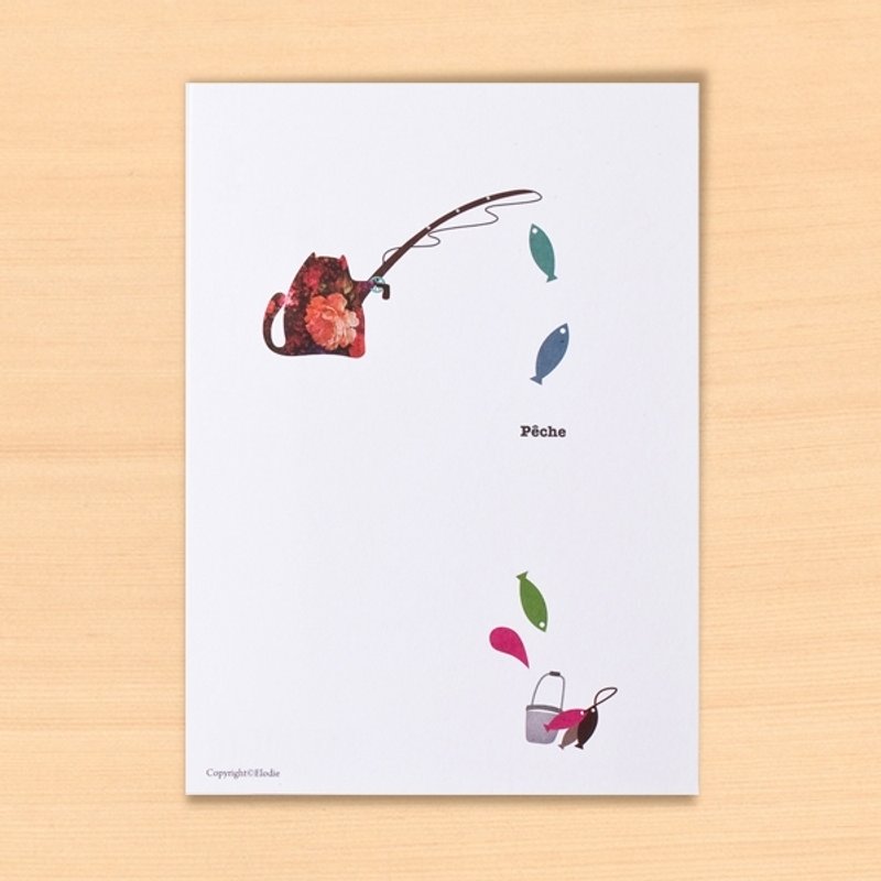 钓钓鱼。Peio明信片Postcard。圣诞交换礼物。生日礼物。女生礼物。创意礼物。 - 卡片/明信片 - 纸 多色