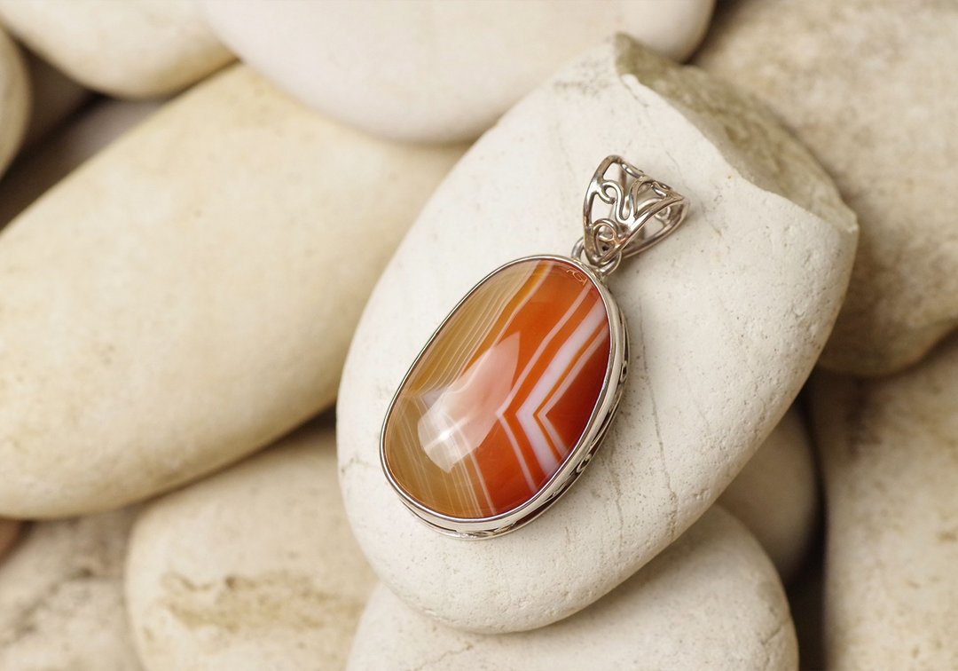 Agate Pendant Top - 项链 - 宝石 咖啡色