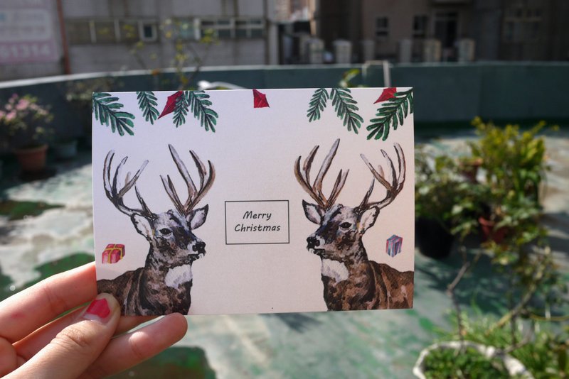 手绘圣诞卡片ｘ麋鹿巡礼篇 - 卡片/明信片 - 纸 白色