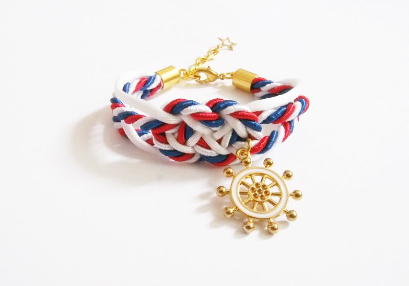 Red / white / blue infinity knot rope bracelet- tie the knot -friend gift - rope bracelet - sailor bracelet. - 手链/手环 - 其他材质 多色