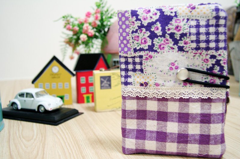 NO15-小花、格子、点点、紫、日系// 第15号护照套/万用袋 - 护照夹/护照套 - 其他材质 紫色