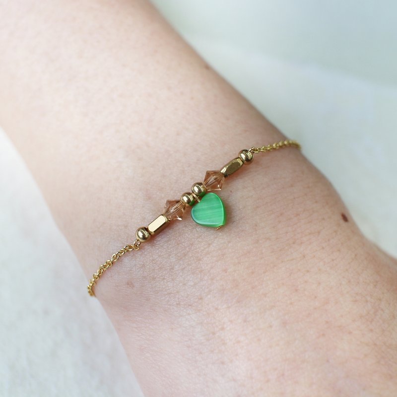 EF一寸之间NO.44情人节绿色心型猫眼石手链 - 手链/手环 - 其他材质 绿色