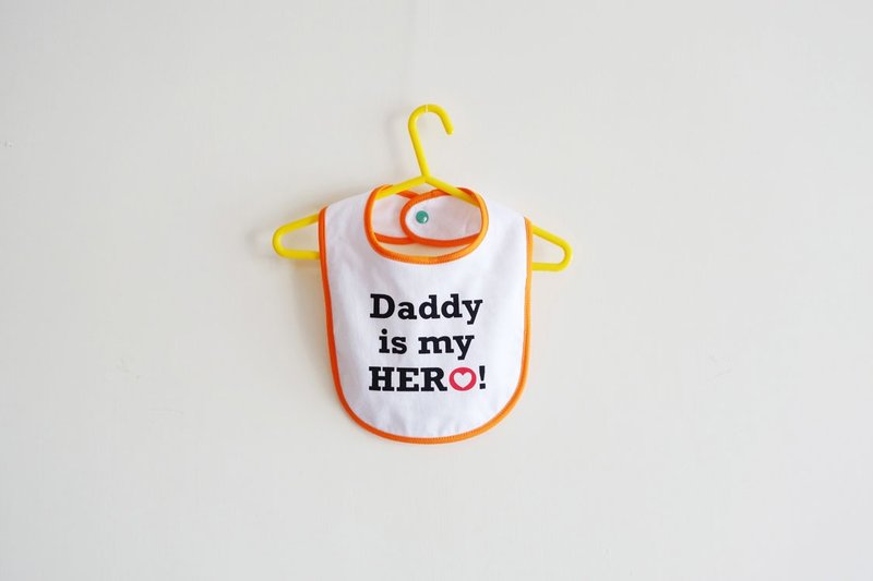 ::心里话系列:: Daddy is my hero 围兜兜 - 围嘴/口水巾 - 棉．麻 橘色