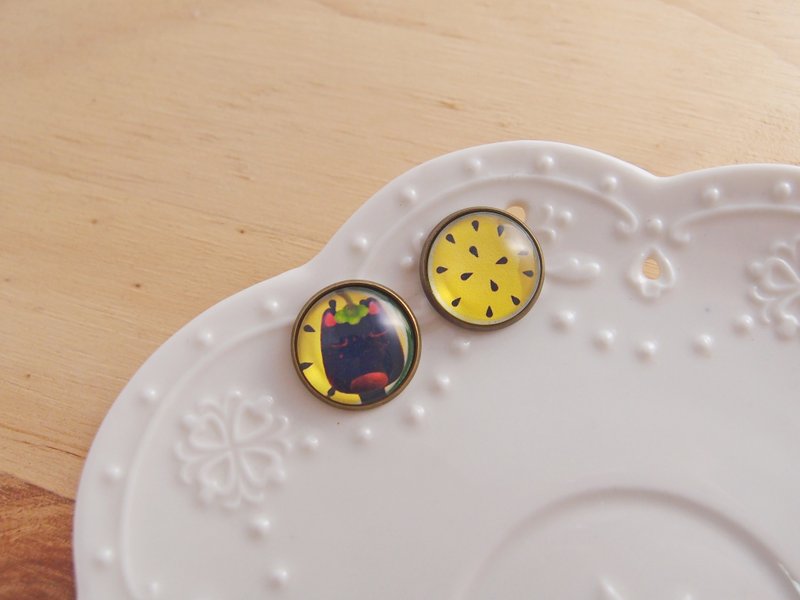 阿YA客栈 【 动物果实 】  小玉西瓜 x 贴耳 x  针式、夹式、钢针 耳环 】 - 耳环/耳夹 - 纸 多色