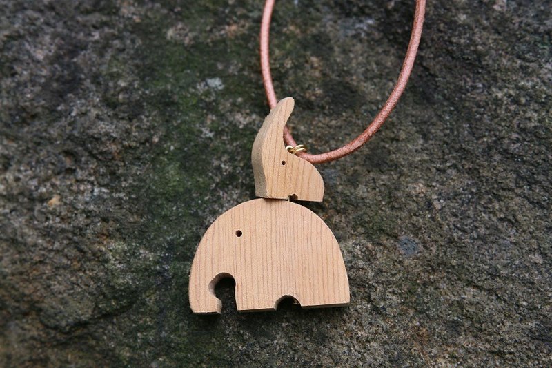 大象小象项链 - 项链 - 木头 