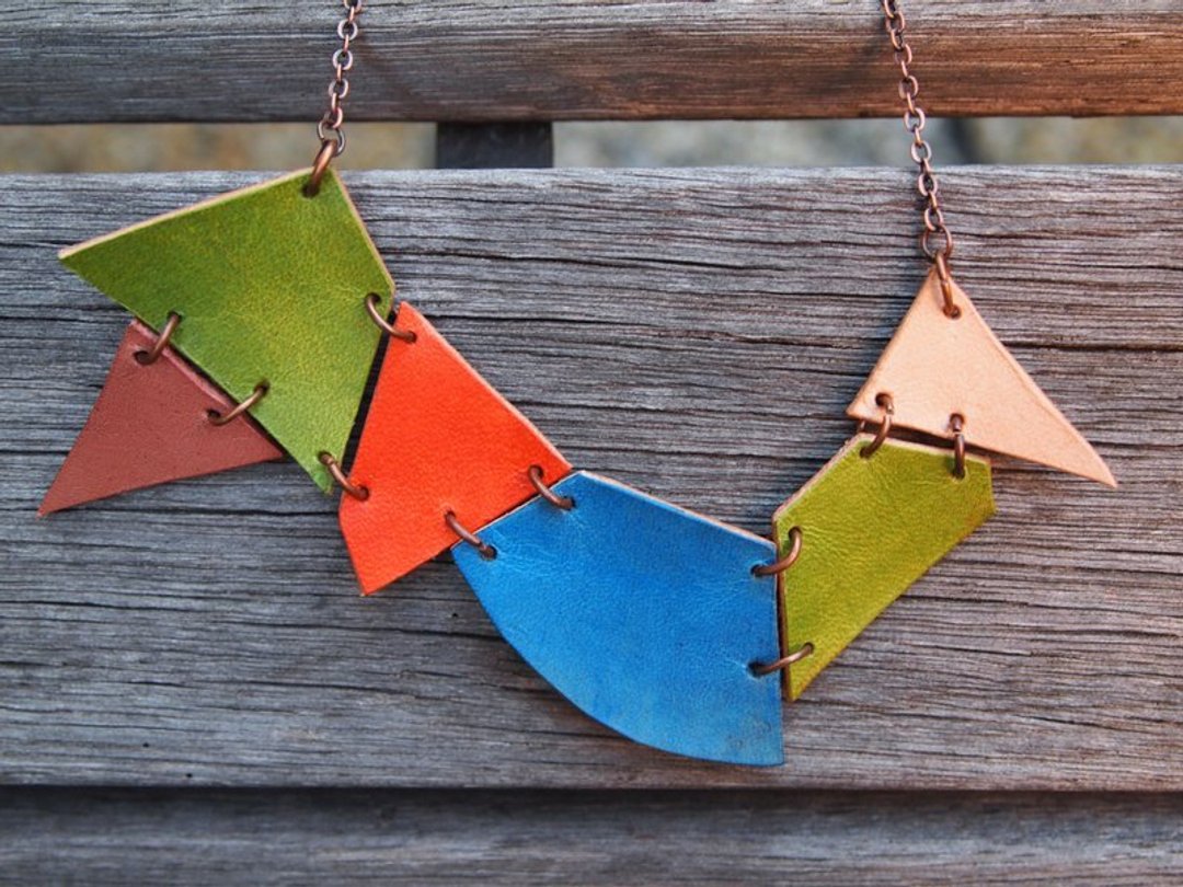 皮革几何项炼 Leather Necklace - 项链 - 真皮 
