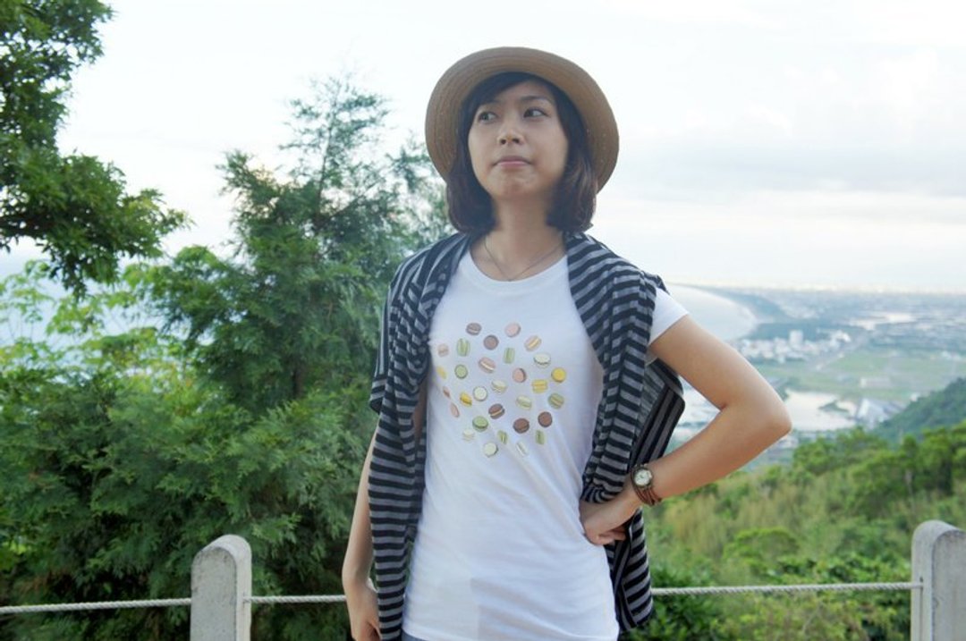 马卡龙 T-shirt　白色 - 女装 T 恤 - 棉 白色