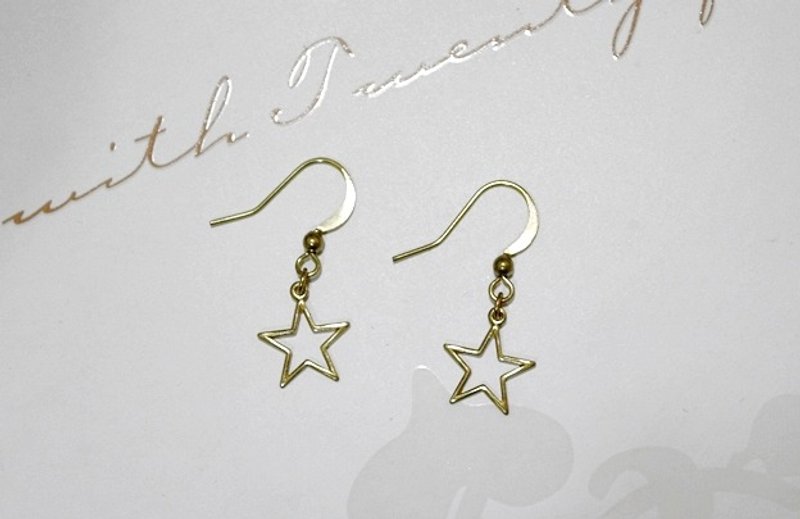 纯黄铜<星海>-勾式耳环  #欧美风格 #时尚 - 耳环/耳夹 - 铜/黄铜 金色