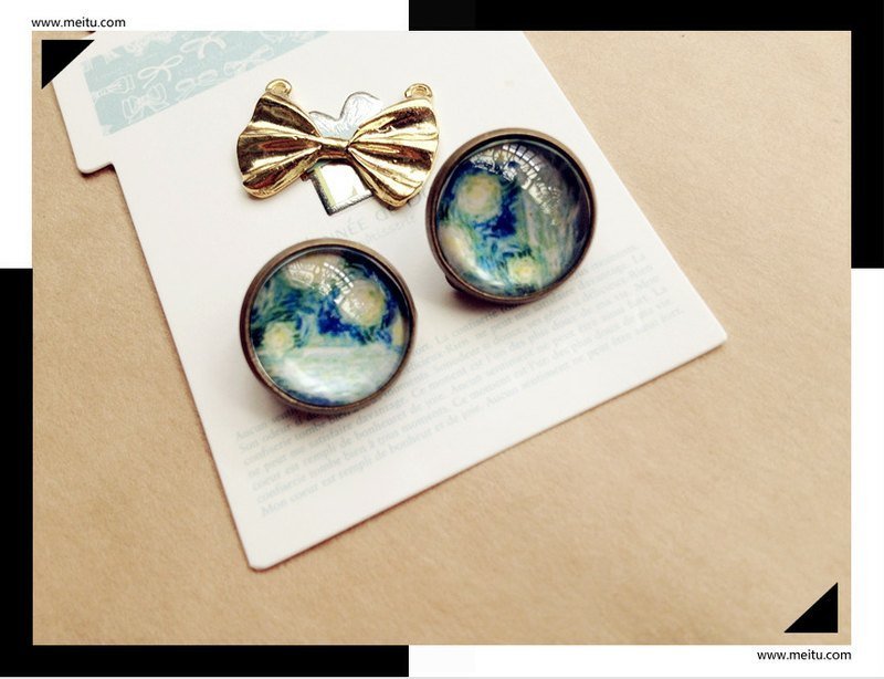 【风景限量款】星空 Starry Starry Night - 耳环/耳夹 - 其他金属 