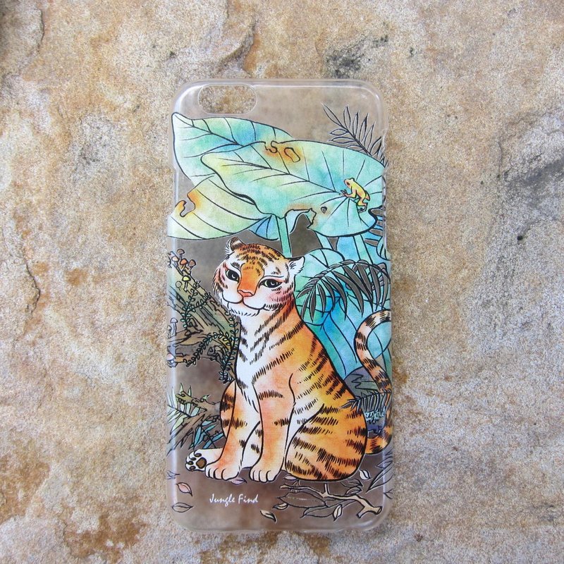 工笔插画定制手机壳/ 透明硬壳 - 丛林之王  - 手机壳/手机套 - 塑料 橘色