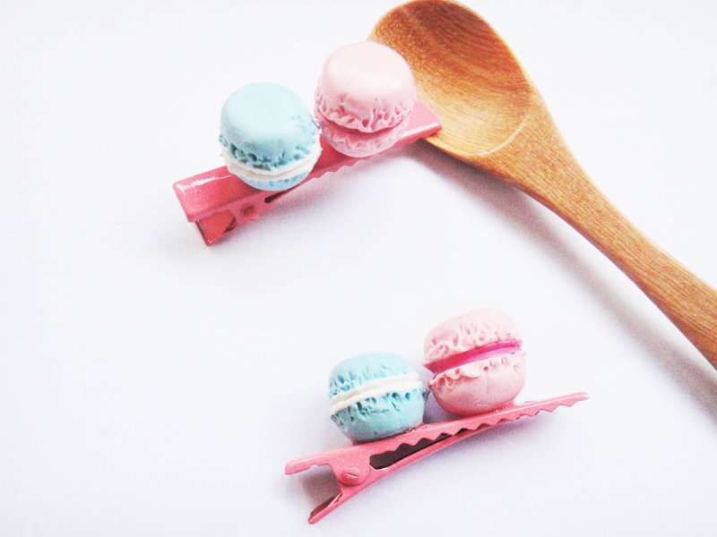 法式甜点两个马卡龙粉色发夹 - 发饰 - 纸 粉红色