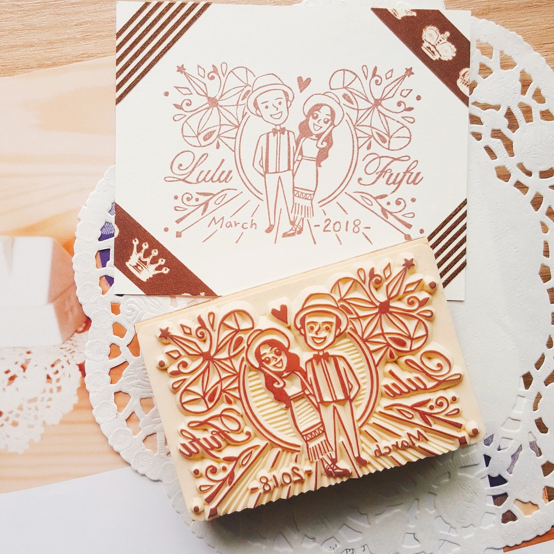 手工橡皮章－我的女王华丽婚礼章 6X9cm - 喜帖 - 橡胶 咖啡色