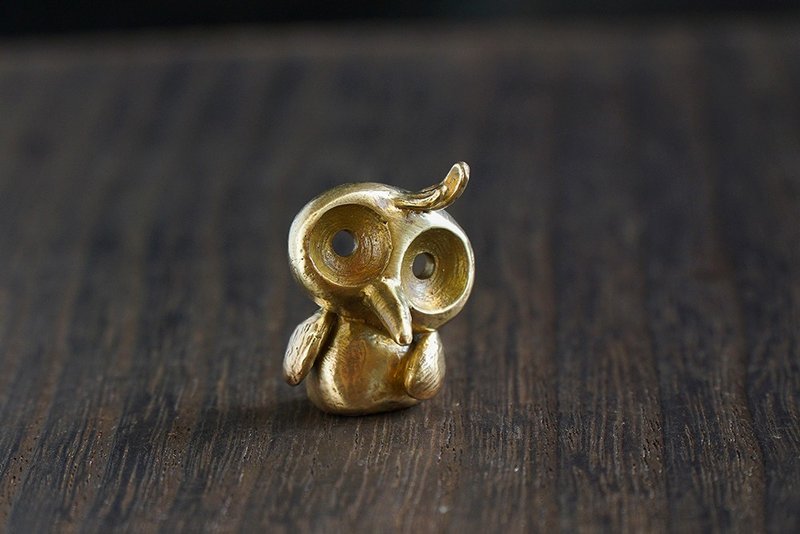 空空系列~小鸟 猫头鹰 黄铜小小偶/疗愈摆饰 - 摆饰 - 其他金属 金色