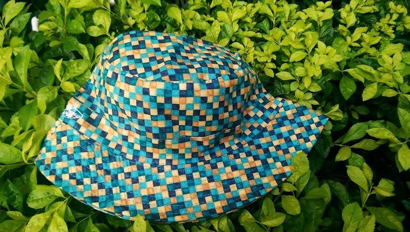 美国油画蓝格子渔夫帽 - 帽子 - 其他材质 蓝色