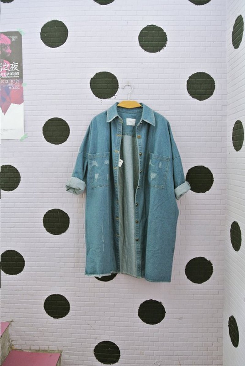 率性女孩．自信上街宽啷牛仔大薄外套 - 女装衬衫 - 其他材质 蓝色