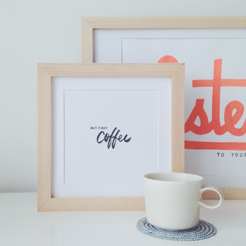 But First Coffee - 摆饰 - 木头 白色