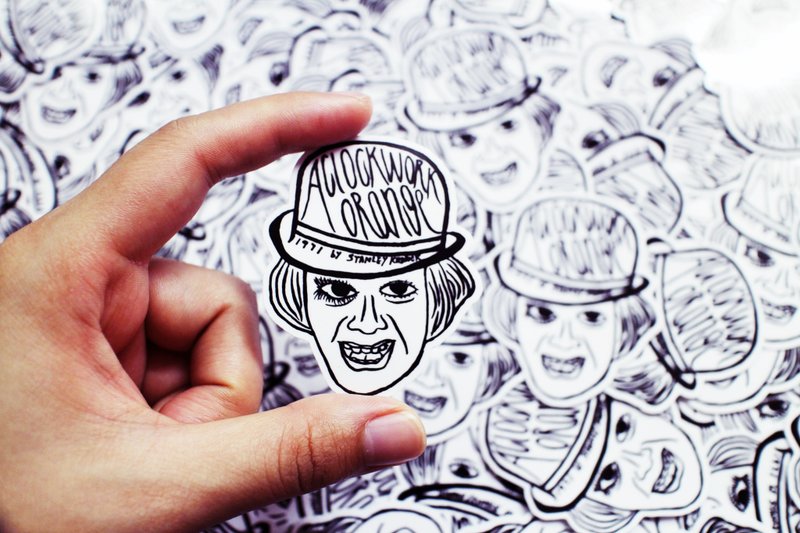 黑白小贴纸 | 电影 发条橙 Alex  | 两张 - 贴纸 - 纸 黑色