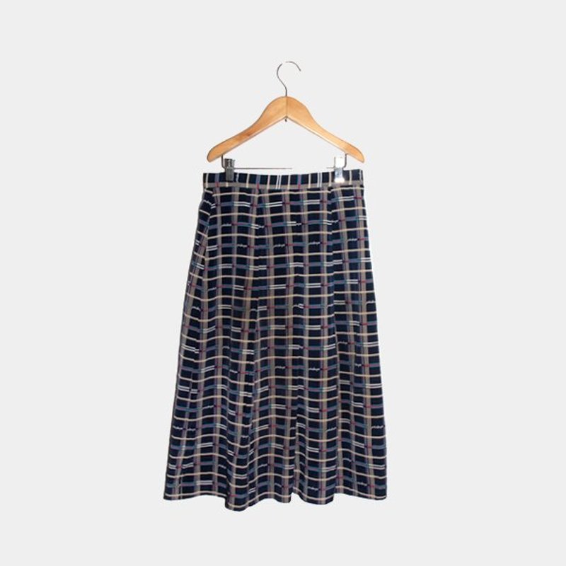 │moderato│VINTAGE格纹撞色古着长裙 - 裙子 - 其他材质 蓝色